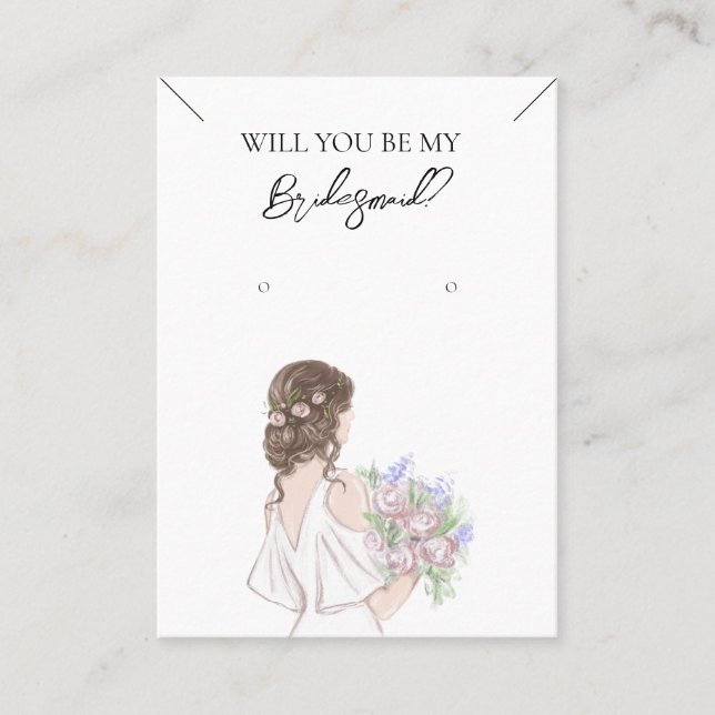 Bridesmaid Necklace & Earring Jewelry Visning Card Visitkort (Framsida)