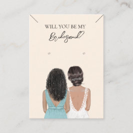Bridesmaid Necklace & Earring Jewelry Visning Card Visitkort