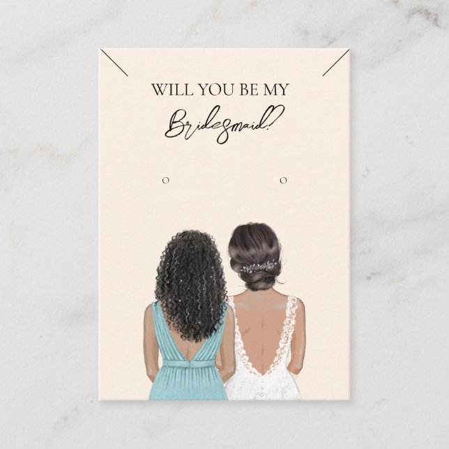 Bridesmaid Necklace & Earring Jewelry Visning Card Visitkort (Framsida)