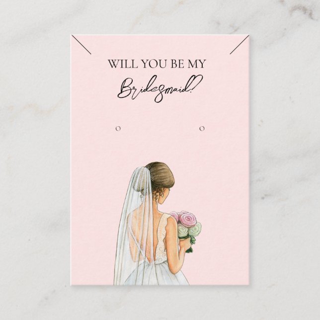 Bridesmaid Necklace & Earring Jewelry Visning Card Visitkort (Framsida)