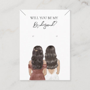Bridesmaid Necklace & Earring Jewelry Visning Card Visitkort