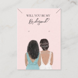 Bridesmaid Necklace & Earring Jewelry Visning Card Visitkort