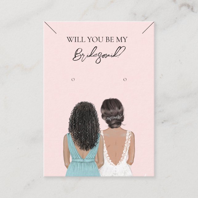 Bridesmaid Necklace & Earring Jewelry Visning Card Visitkort (Framsida)