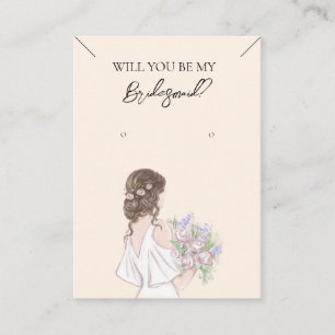 Bridesmaid Necklace & Earring Jewelry Visning Card Visitkort