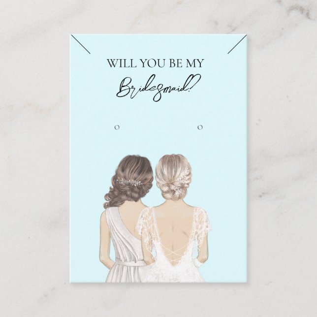 Bridesmaid Necklace & Earring Jewelry Visning Card Visitkort (Framsida)