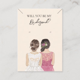 Bridesmaid Necklace & Earring Jewelry Visning Card Visitkort