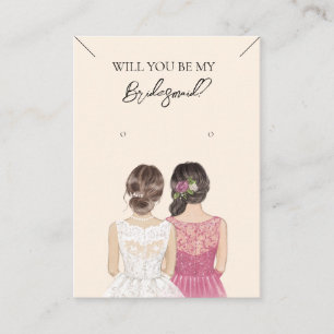 Bridesmaid Necklace & Earring Jewelry Visning Card Visitkort