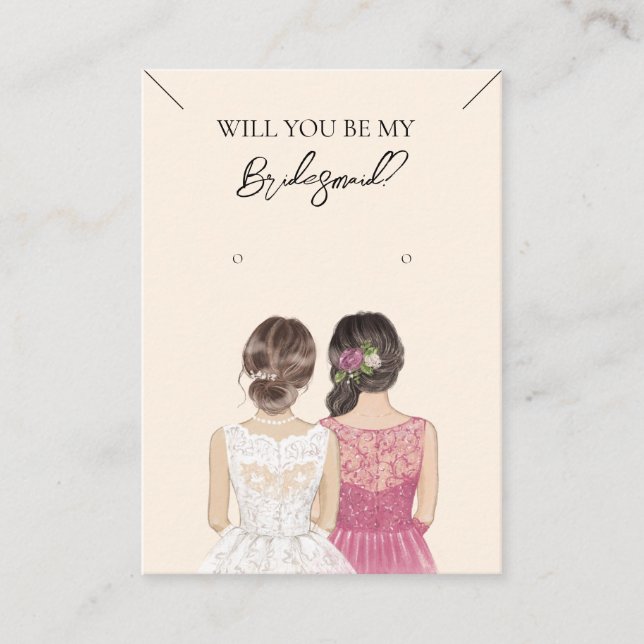 Bridesmaid Necklace & Earring Jewelry Visning Card Visitkort (Framsida)