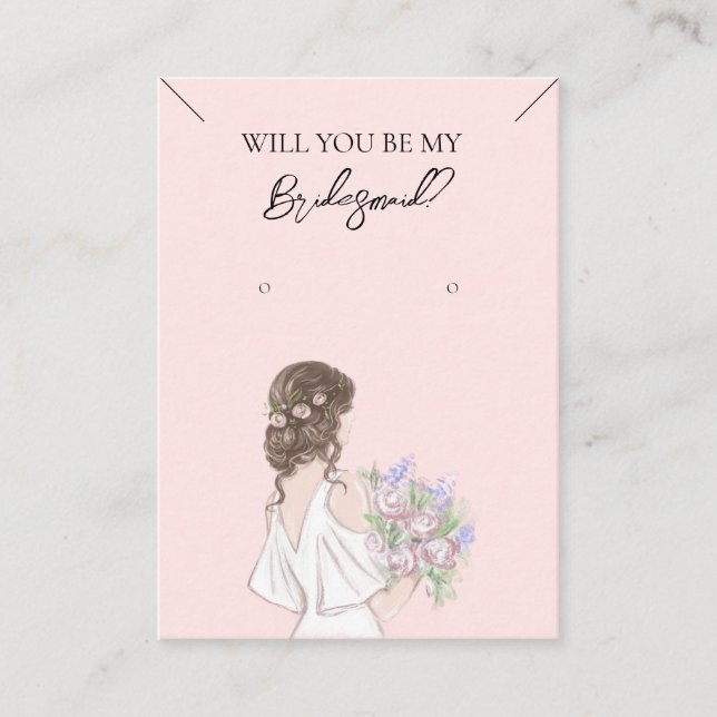 Bridesmaid Necklace & Earring Jewelry Visning Card Visitkort (Framsida)