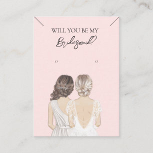Bridesmaid Necklace & Earring Jewelry Visning Card Visitkort