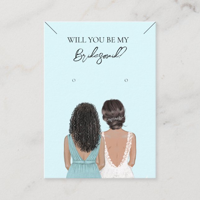 Bridesmaid Necklace & Earring Jewelry Visning Card Visitkort (Framsida)