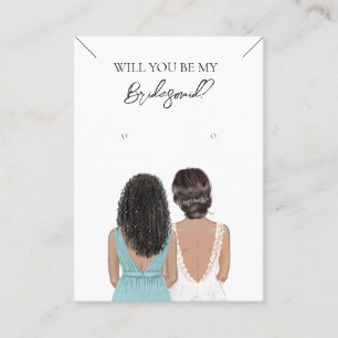 Bridesmaid Necklace & Earring Jewelry Visning Card Visitkort