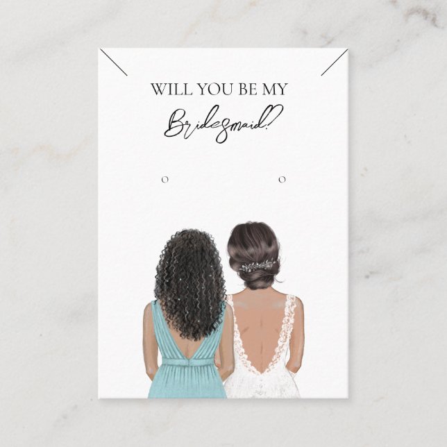 Bridesmaid Necklace & Earring Jewelry Visning Card Visitkort (Framsida)
