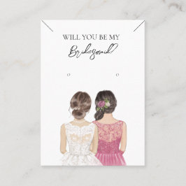 Bridesmaid Necklace & Earring Jewelry Visning Card Visitkort