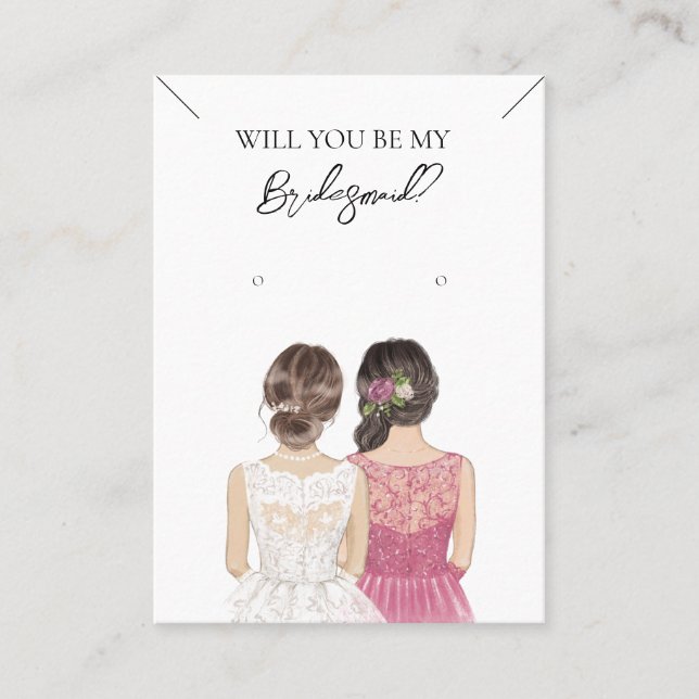 Bridesmaid Necklace & Earring Jewelry Visning Card Visitkort (Framsida)