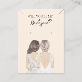 Bridesmaid Necklace & Earring Jewelry Visning Card Visitkort