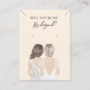 Bridesmaid Necklace & Earring Jewelry Visning Card Visitkort