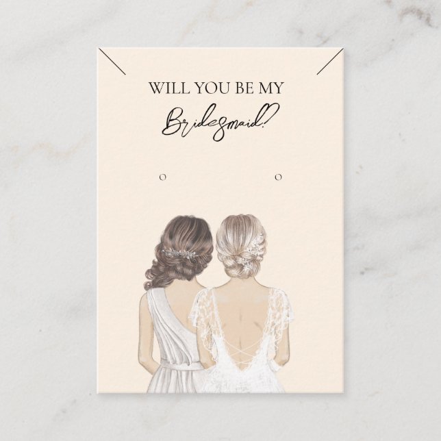 Bridesmaid Necklace & Earring Jewelry Visning Card Visitkort (Framsida)