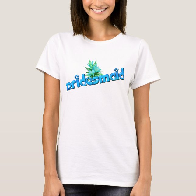 Bridesmaid och Flower Bouquet Cute Bröllop T Shirt (Framsida)
