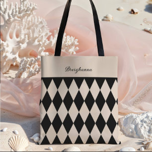 Bridesmaid Old Money Black + Beige Diamond Checker Tygkasse