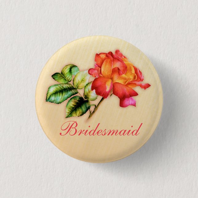Bridesmaid orange tea ro bröllop pin/-knapp knapp (Framsida)