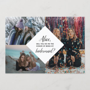 Bridesmaid Photo Frieri Diamond Collage Modern Inbjudningar