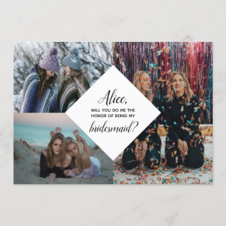 Bridesmaid Photo Frieri Diamond Collage Modern Inbjudningar