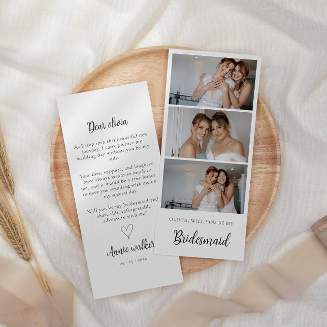 Bridesmaid Photo Strip 3 Bilder Frieri kort (Bridesmaid Photo Strip 3 Pictures Proposal Card)