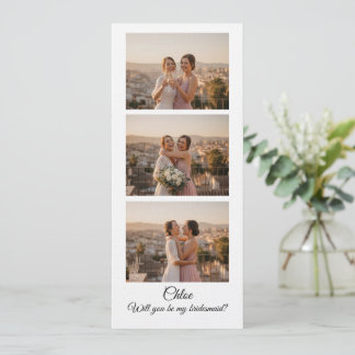 Bridesmaid Photo Strip 3 Photo Proposal Card Inbjudningar