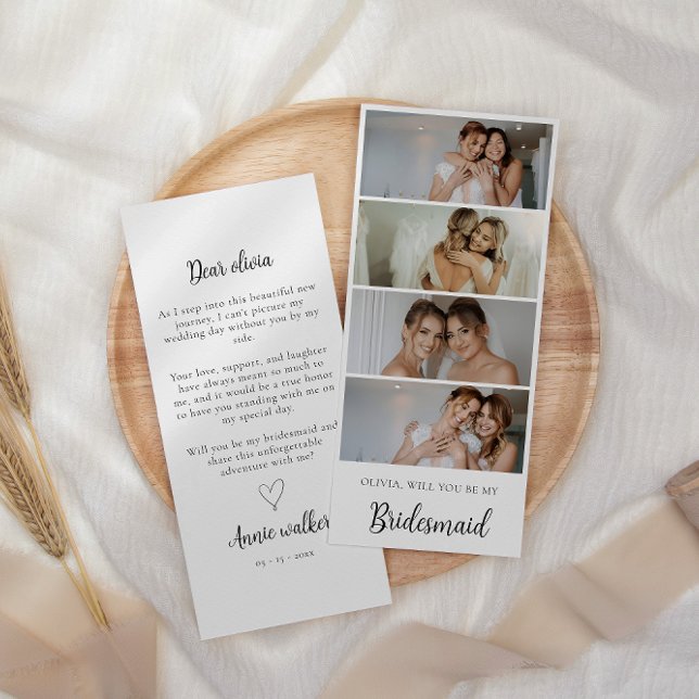 Bridesmaid Photo Strip 4 Bilder Frieri kort (Bridesmaid Photo Strip 4 Pictures Proposal Card)