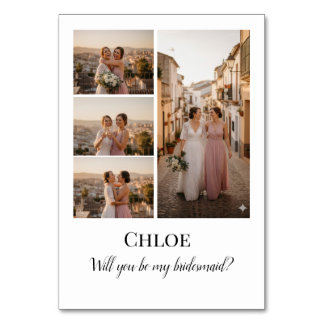 Bridesmaid Photo Strip 4 Pictures Proposal Card Bordsnummer