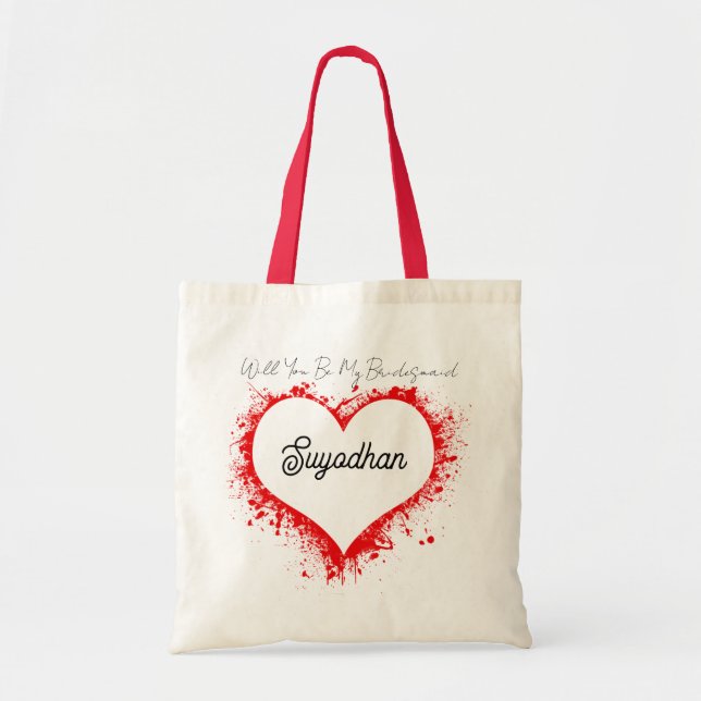Bridesmaid Proposal Wedding Party Totes Tygkasse (Framsidan)