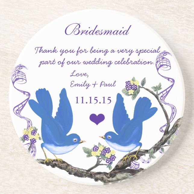 Bridesmaid Reception Vintage Bird Underlägg (Framsidan)