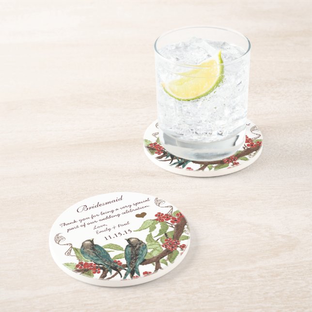 Bridesmaid Reception Vintage Bird Underlägg (Sidan)
