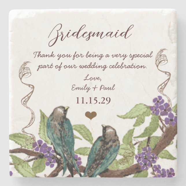 Bridesmaid Reception Vintage Bird Underlägg (Framsidan)