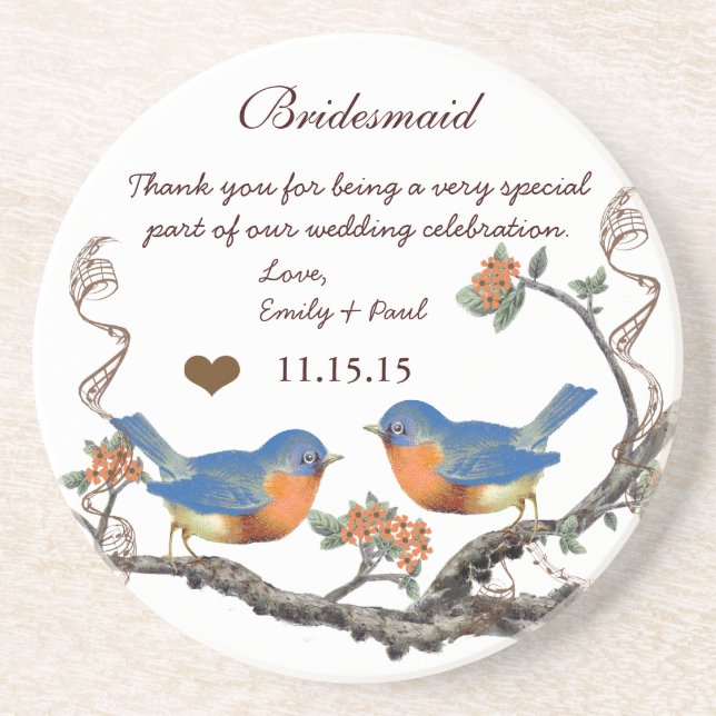 Bridesmaid Reception Vintage Bird Underlägg (Framsidan)