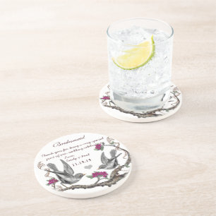 Bridesmaid Reception Vintage Bird Underlägg Sandsten