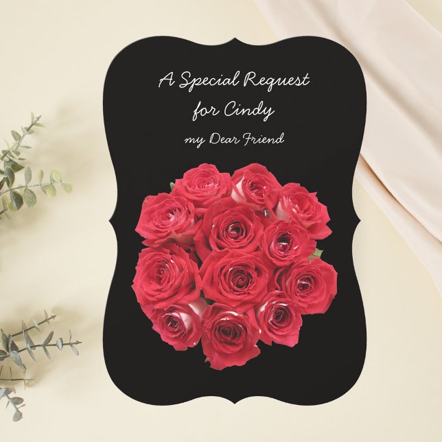 Bridesmaid Röd ros på Black Inbjudningar (Skapare uppladdad)