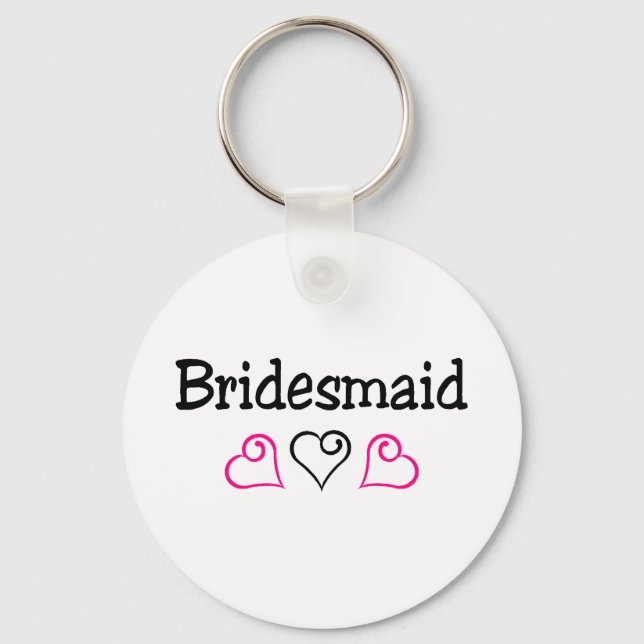 Bridesmaid Rosa Black Hearts Nyckelring (Framsida)