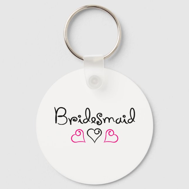 Bridesmaid Rosa Black Hearts Nyckelring (Framsida)