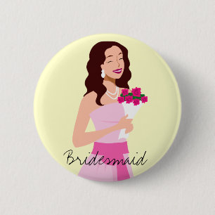 Bridesmaid Rosa Bröllop Gown Button Knapp