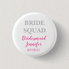 Bridesmaid Rosa Custom Name Bröllop Bachelorette Knapp