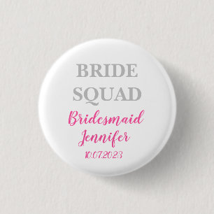 Bridesmaid Rosa Custom Name Bröllop Bachelorette Knapp