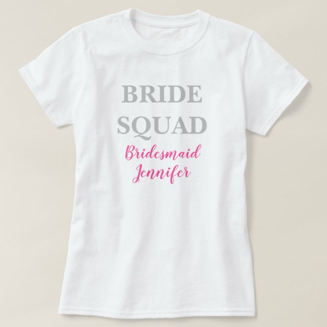 Bridesmaid Rosa Custom Name Bröllop Bachelorette T Shirt (Design framsida)