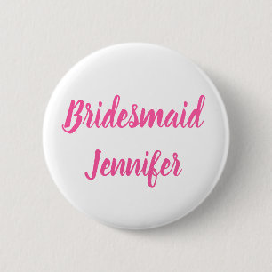 Bridesmaid Rosa Custom Name Gifts Bröllop Knapp