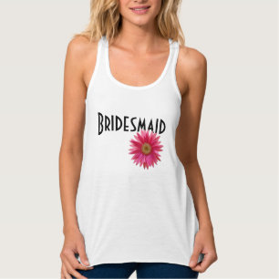 Bridesmaid Rosa Gerbera Daisy Bröllop Linne Med Racerback