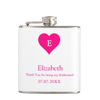 Bridesmaid Rosa Heart Anpassningsbar Gift Fickplunta