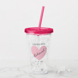 Bridesmaid Rosa Heart Brudens sida Personlig Take Away Mugg