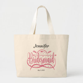 Bridesmaid rosa hearts personlig brudens sida jumbo tygkasse