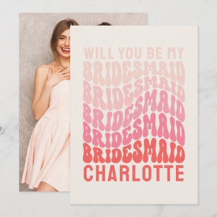Bridesmaid Rosa modern girly retro 60:s enkla Inbjudningar